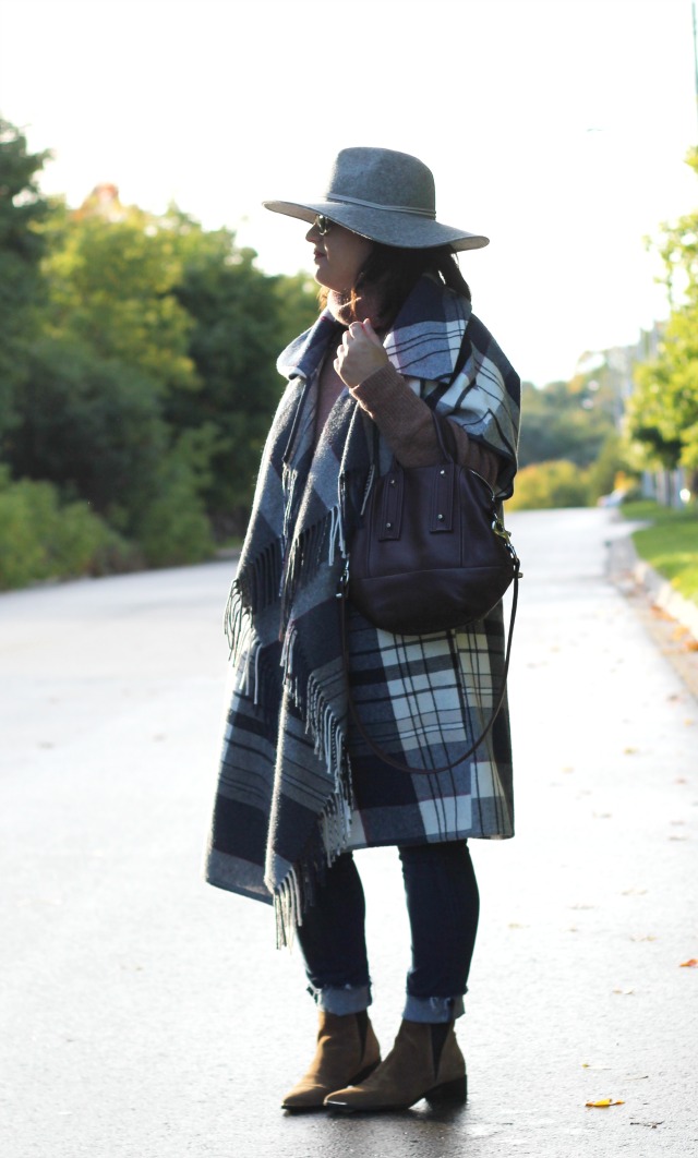 fall plaid blanket cape