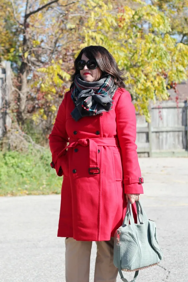 red wool trench coat