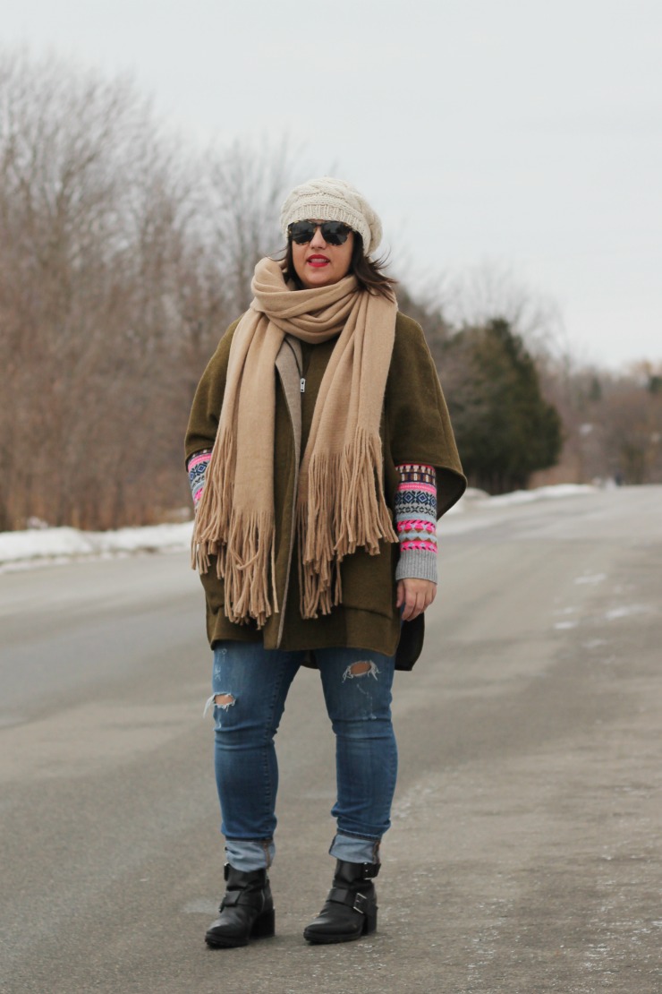 casual winter outfit, free people kolby scarf