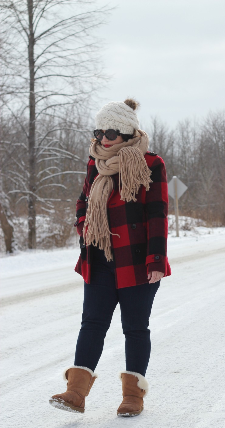 buffalo plaid outfit, buffalo check coat