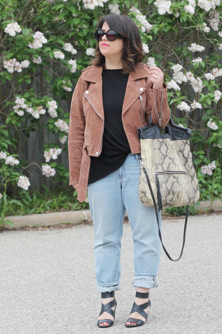 blanknyc suede moto review, spring outfit ideas