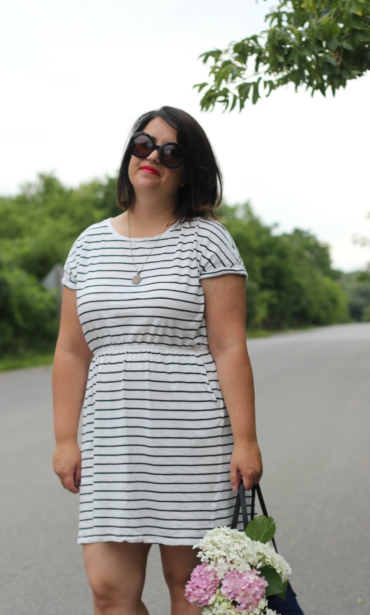 stripe hm beach dress