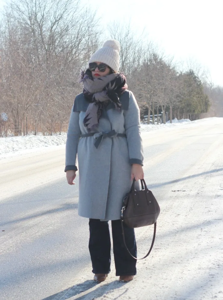 soia & kyo grey wrap coat