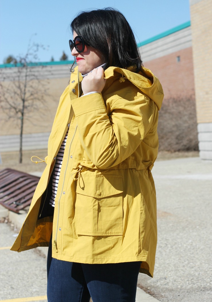 yellow jcrew perfect rainjacket