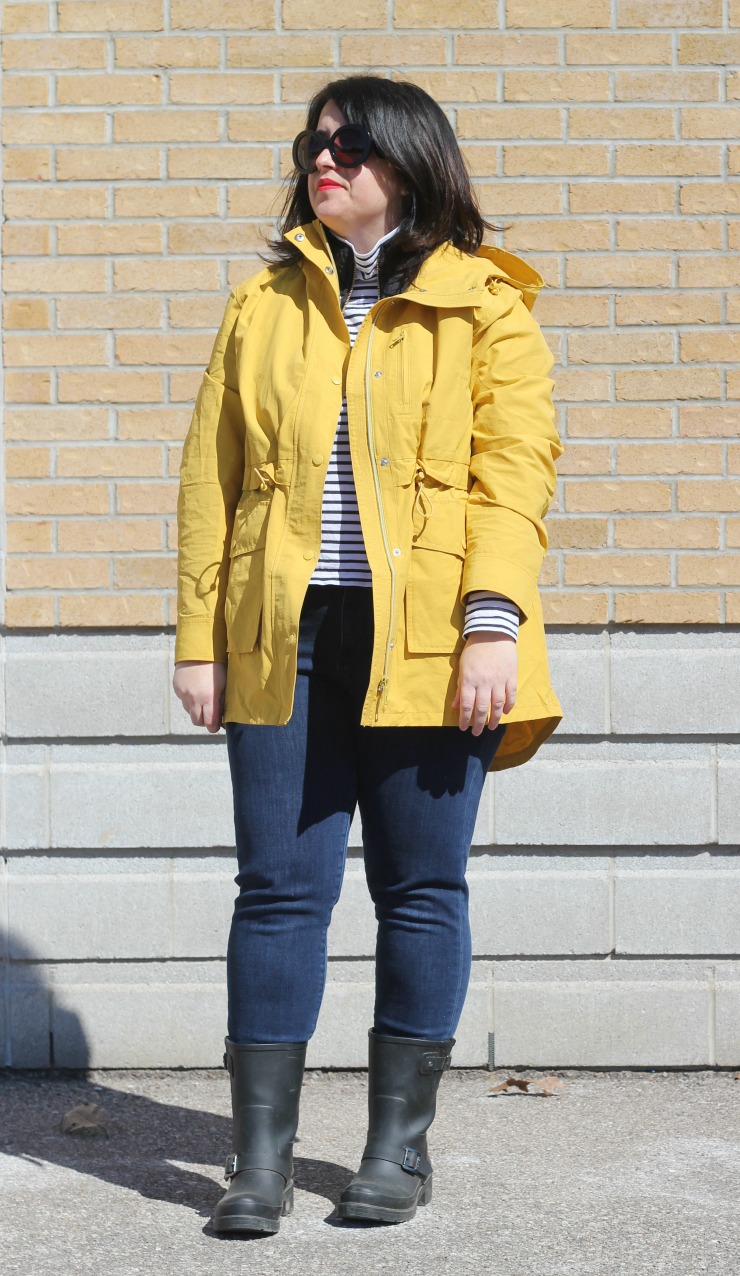 yellow jcrew perfect rainjacket