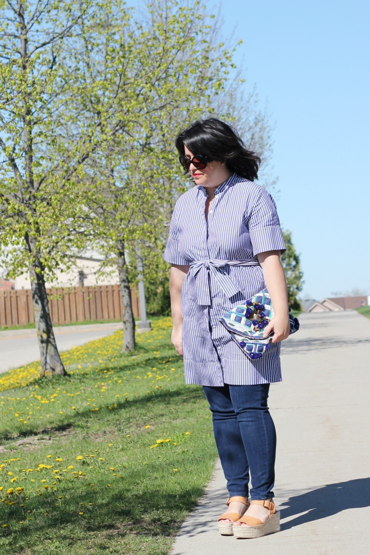 everlane shirt dress outfit