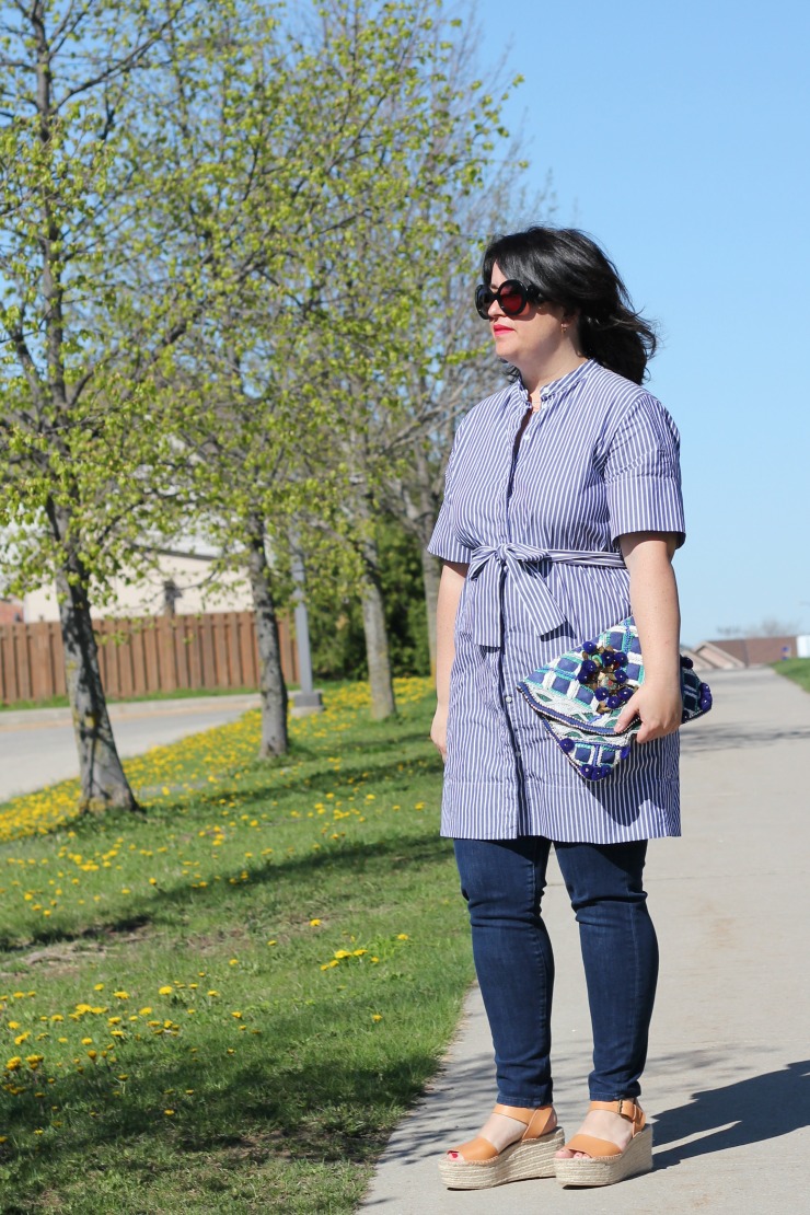 everlane shirt dress with jeans