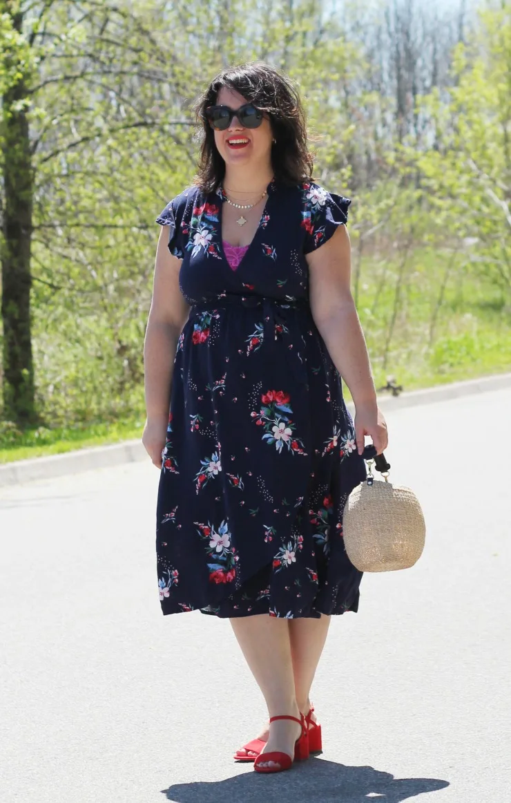 floral wrap dress outfit