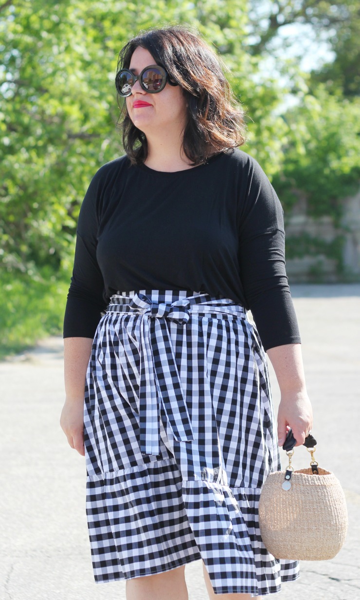 Jcrew gingham skirt outfit