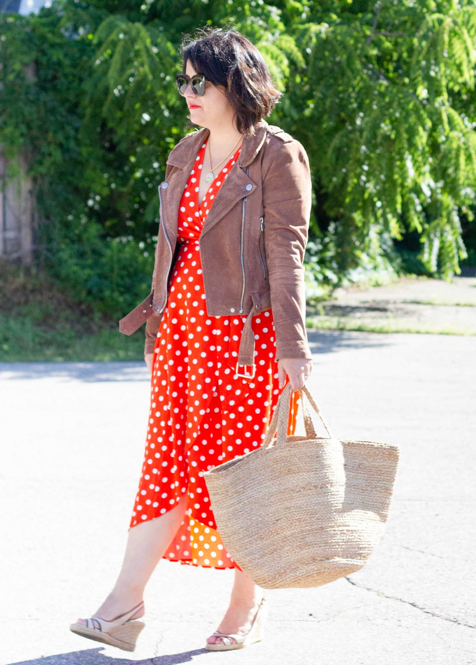 polka dot wrap dress