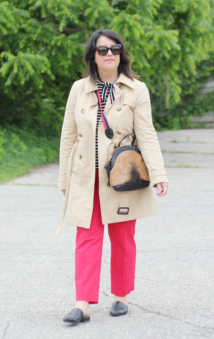 red trouser work outfit, spring outfit ideas