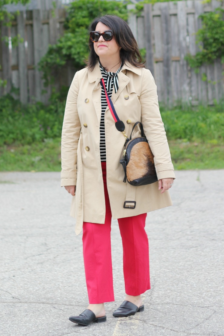 red trousers work outfit