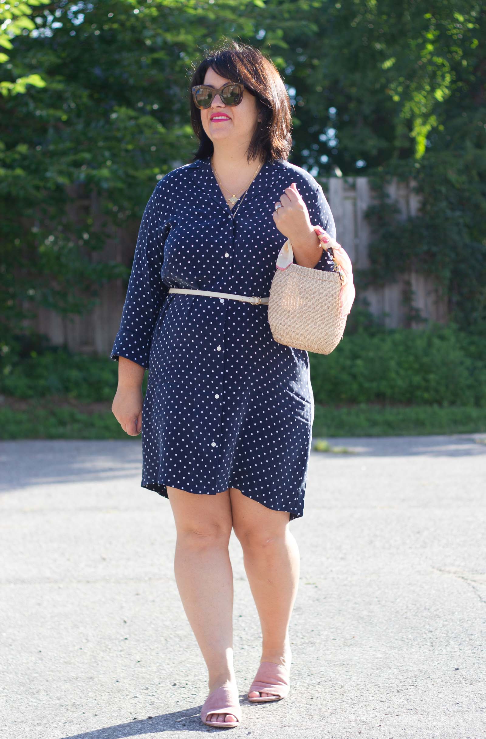 everlane polka dot shirt dress review