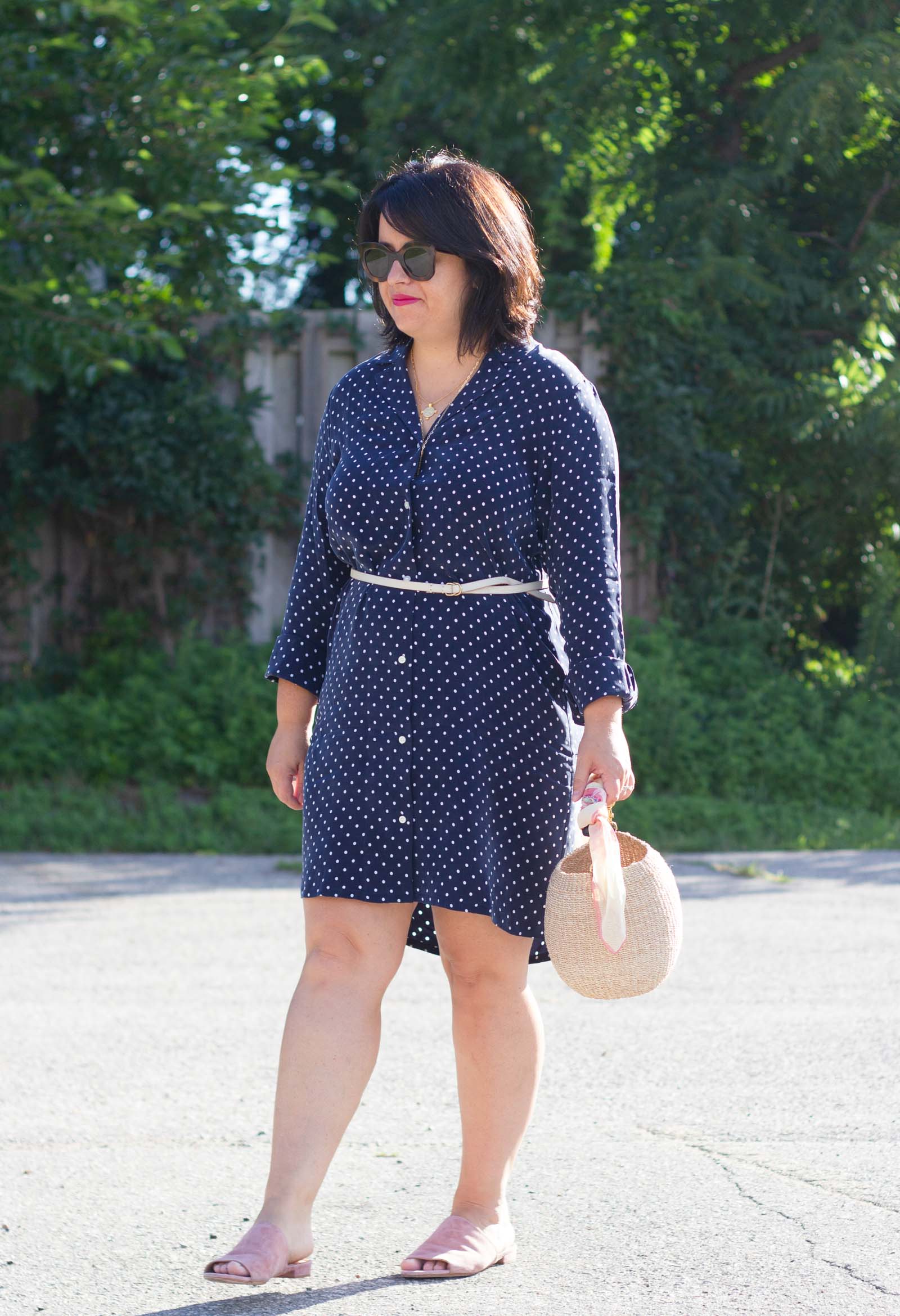 Everlane polka dot shirt dress review