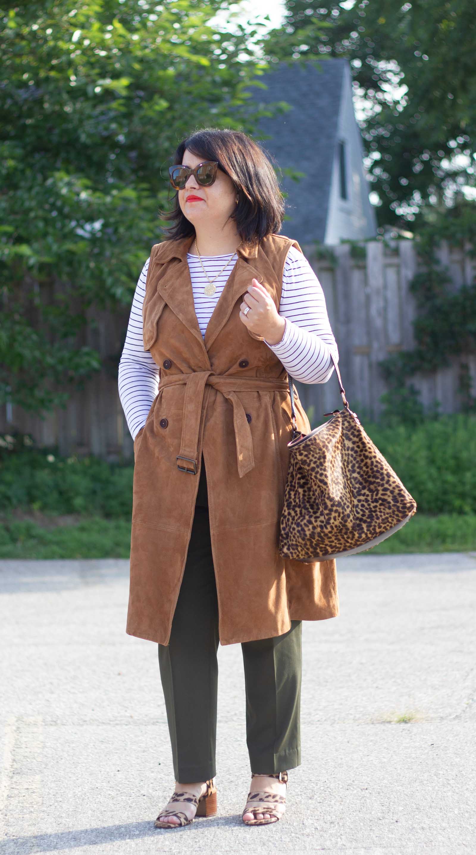 neutral outfit with pops of leopard