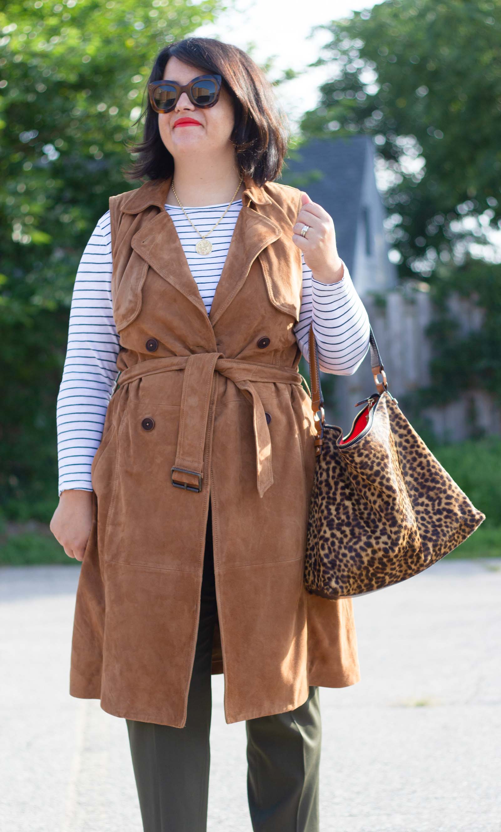 neutral outfit with leopard