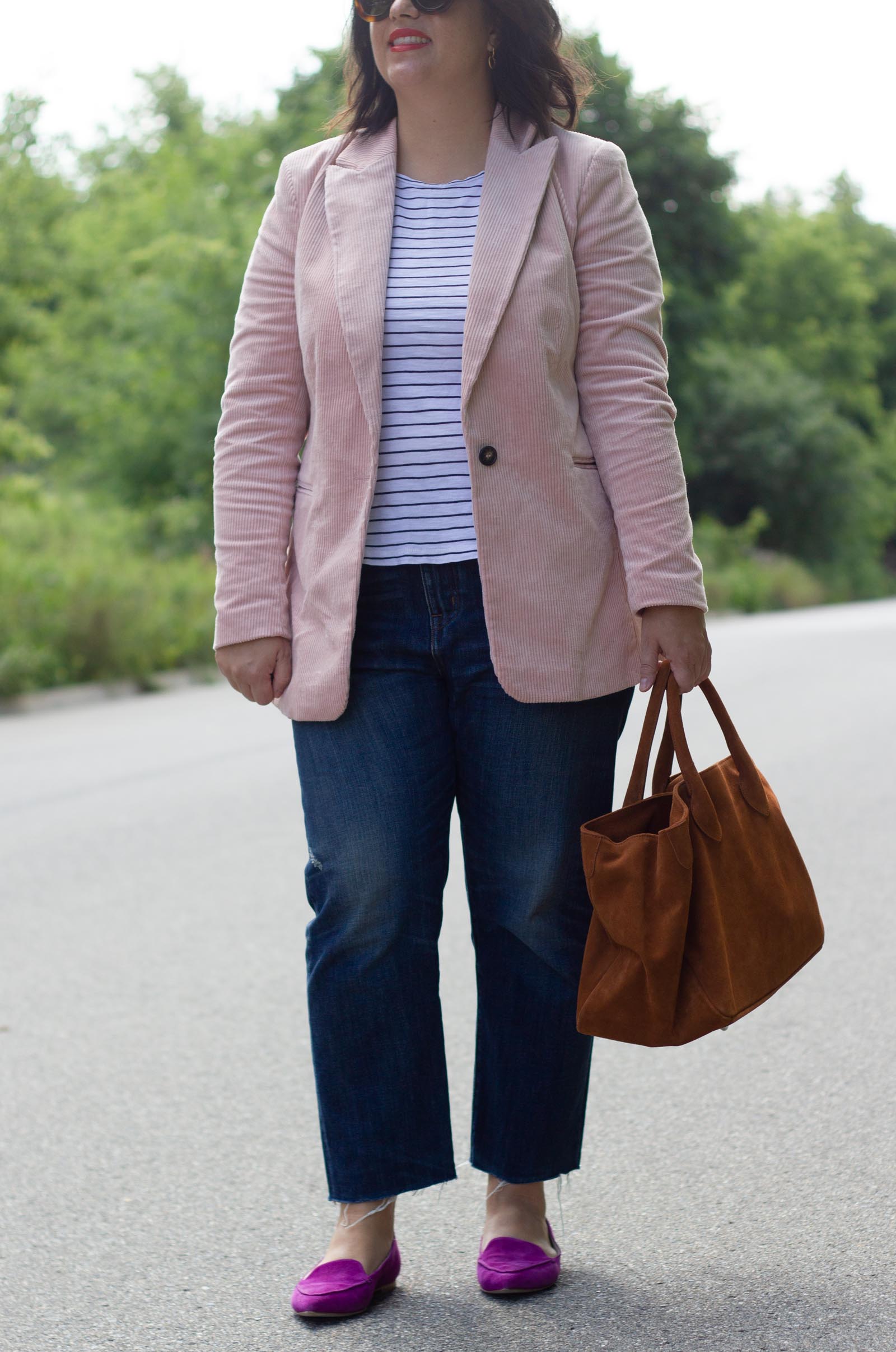 pink corduroy blazer