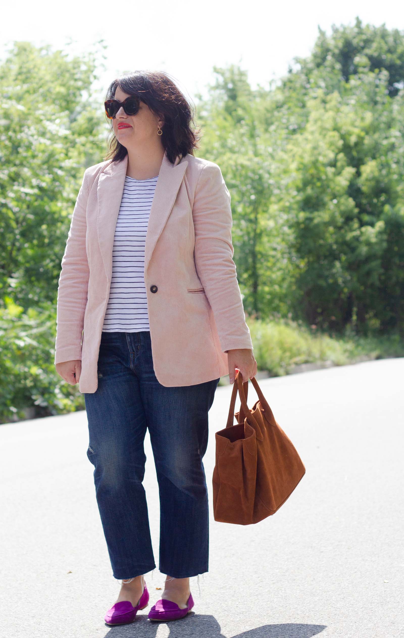 pink corduroy blazer