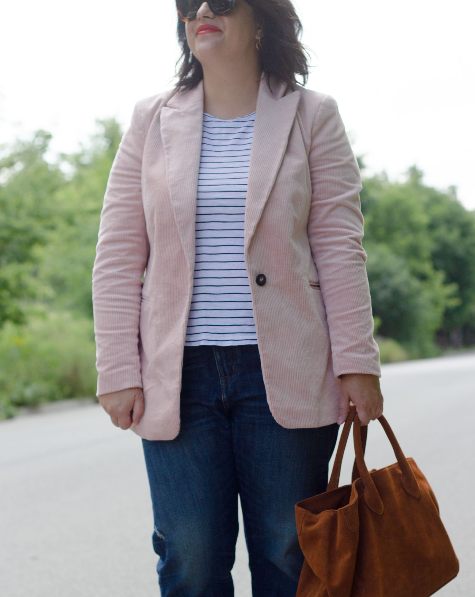 pink corduroy blazer