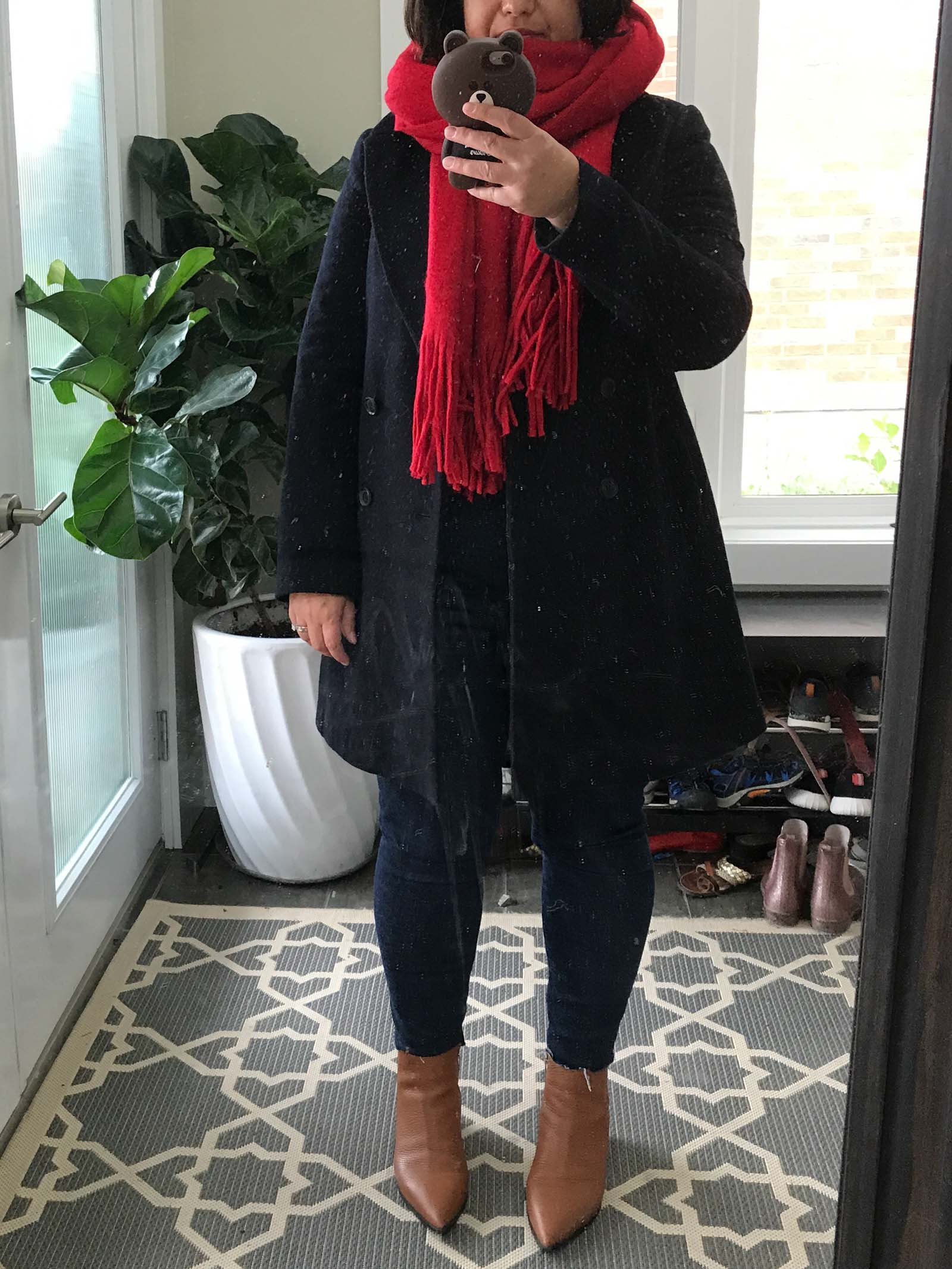 fall haul featuring red extra long scarf