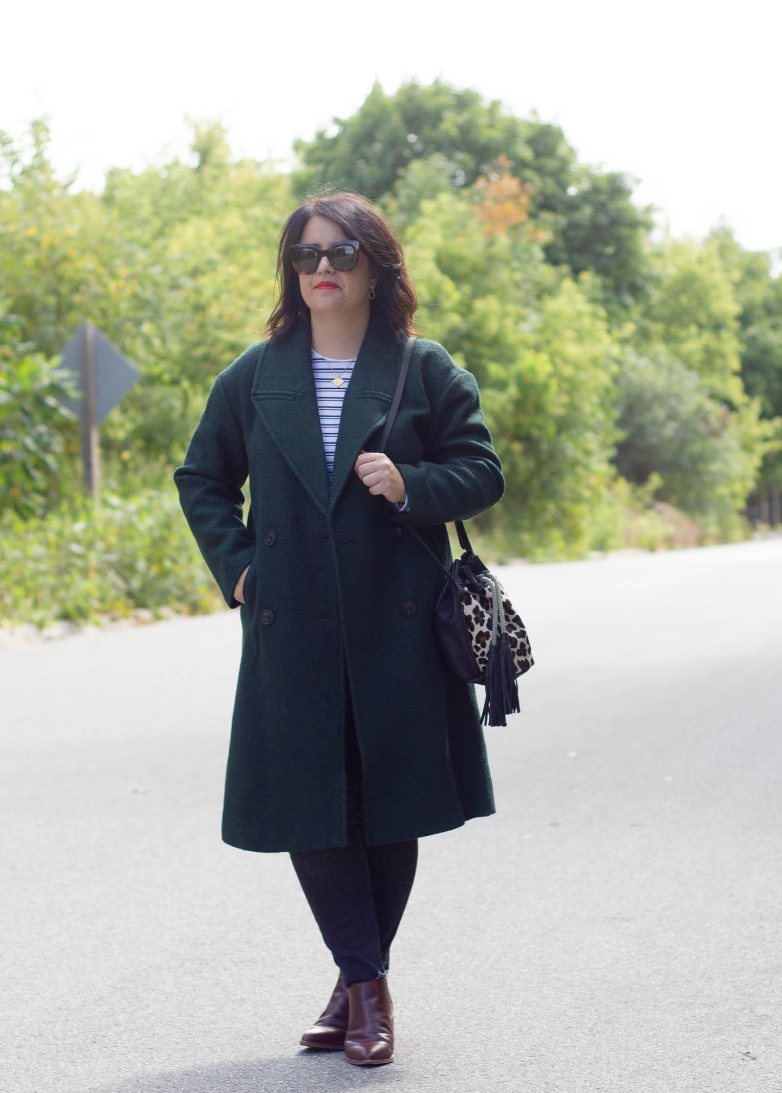 green wool coat