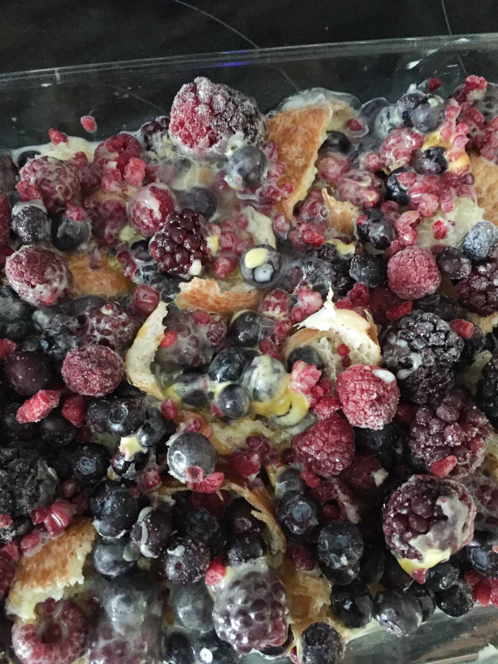 mixed berry baked croissant french toast 