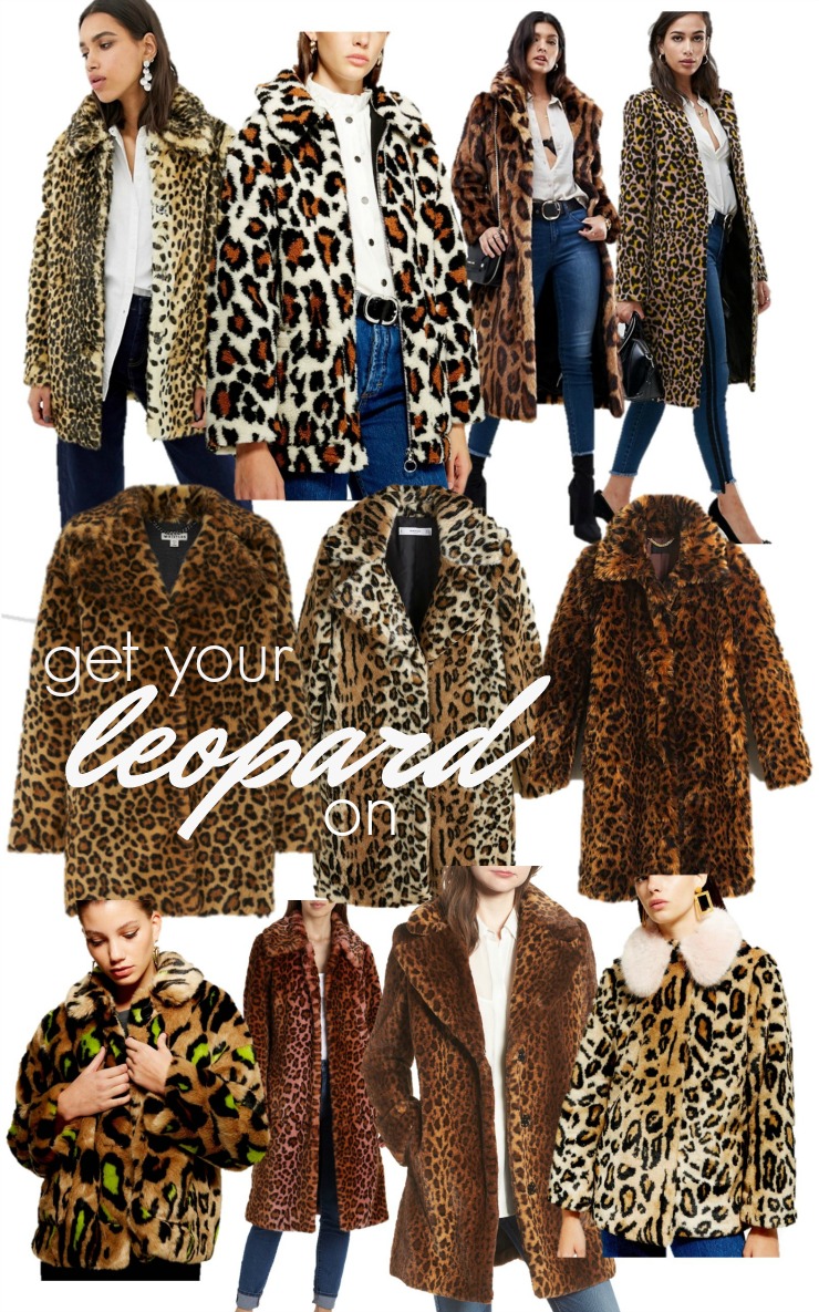 leopard print coat trend, leopard faux fur coat