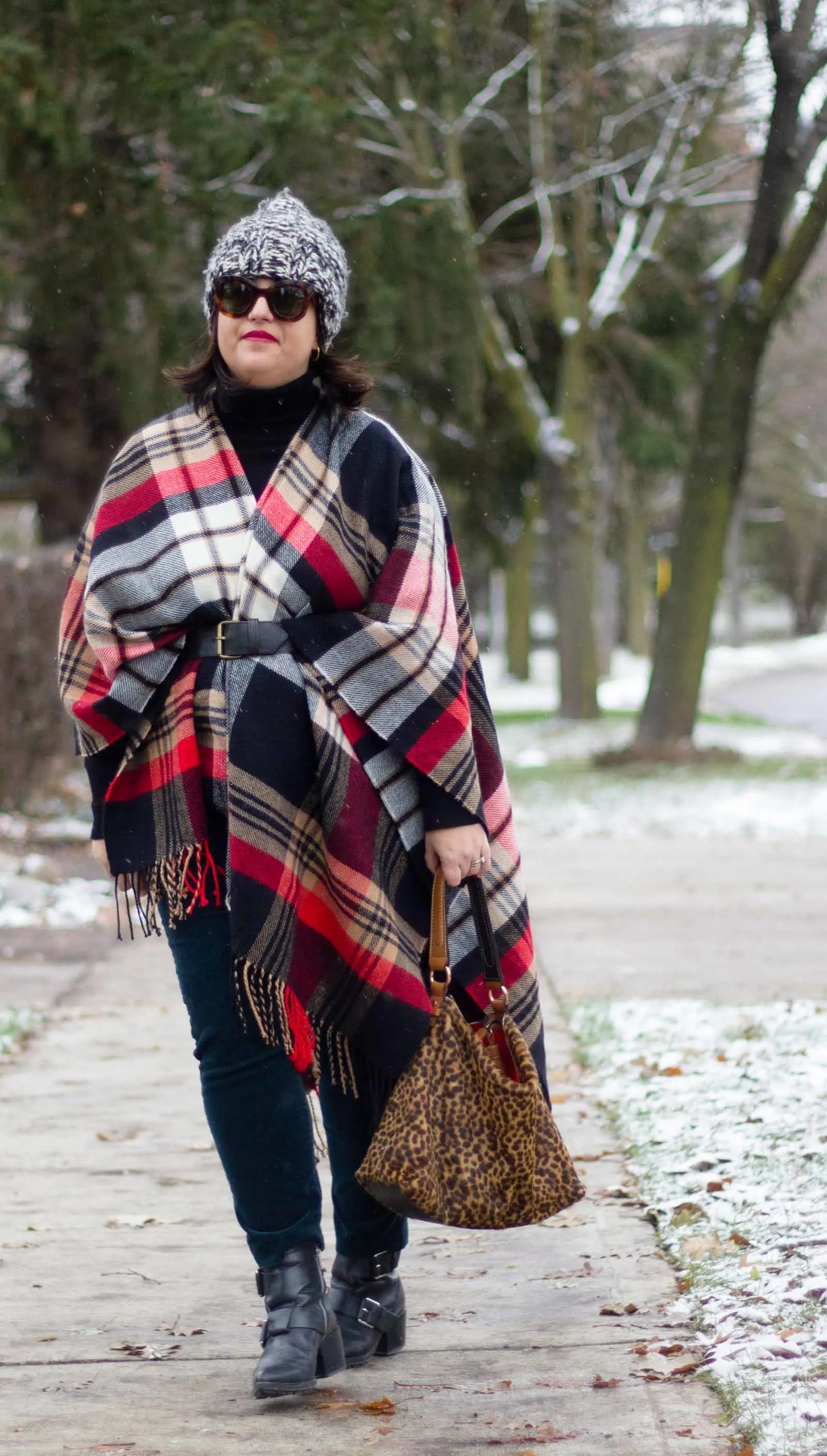 plaid cape outfit