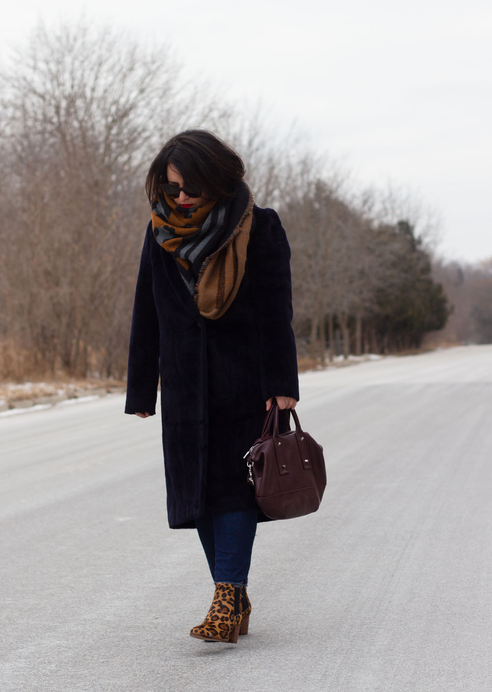 madewell leopard boots, aritzia stedman coat