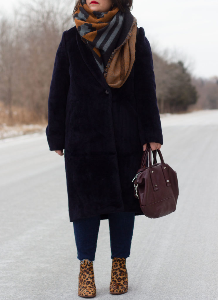 madewell leopard boots, aritzia steadman coat, chic winter outfit, masculine coat