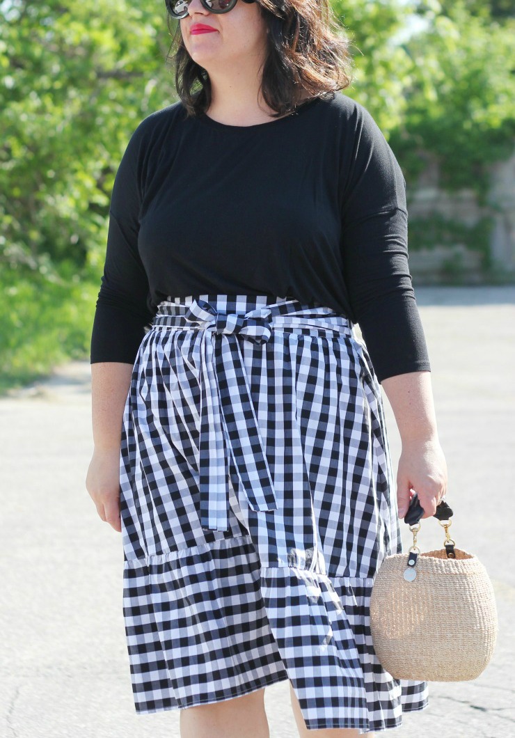 gingham tie skirt, spring outfit ideas