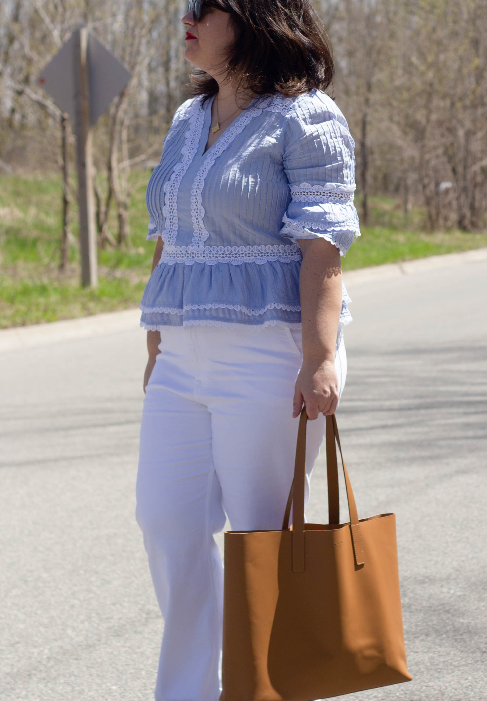 pretty blue peplum JCREW top