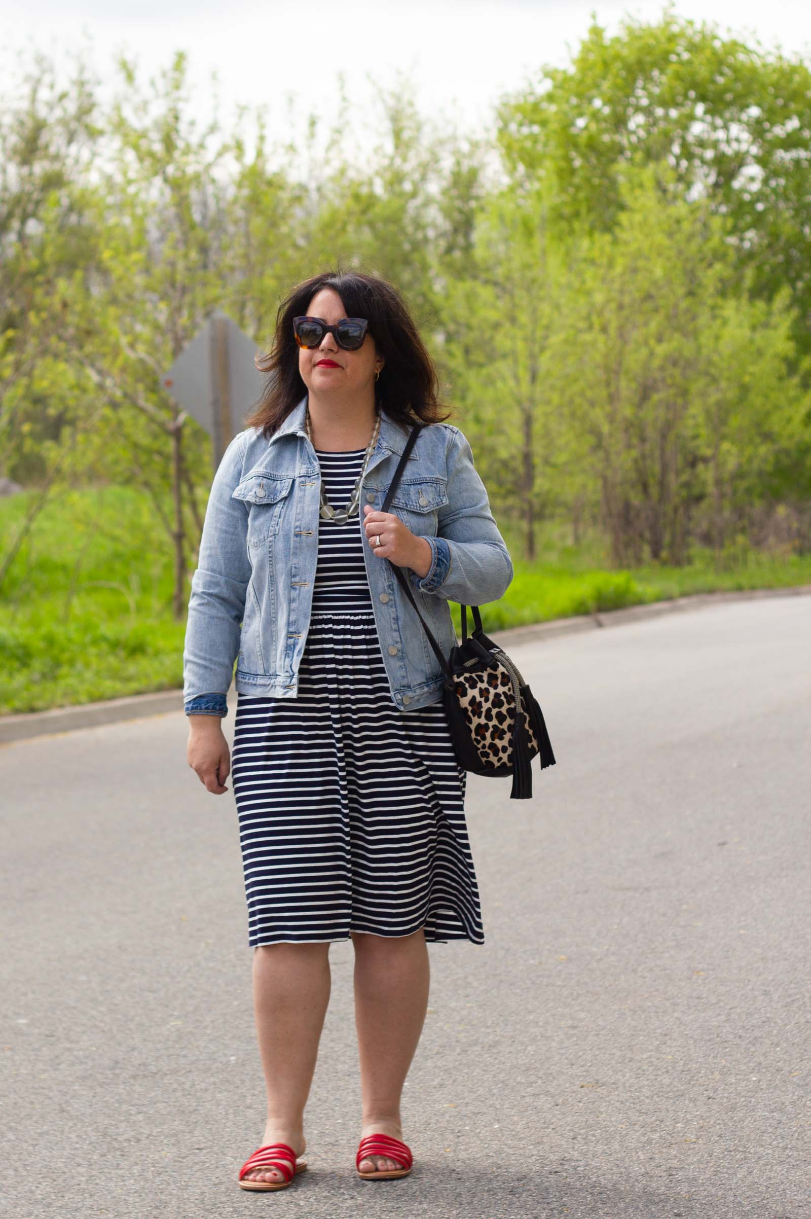 stripe dress worn two ways