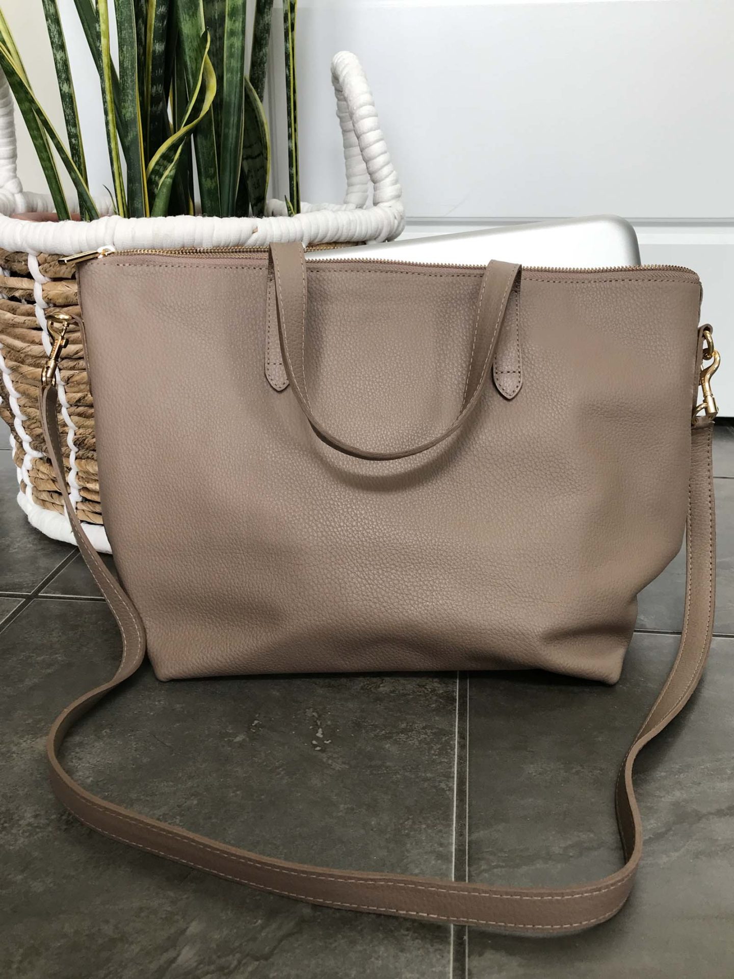 cuyana medium tote fits laptop