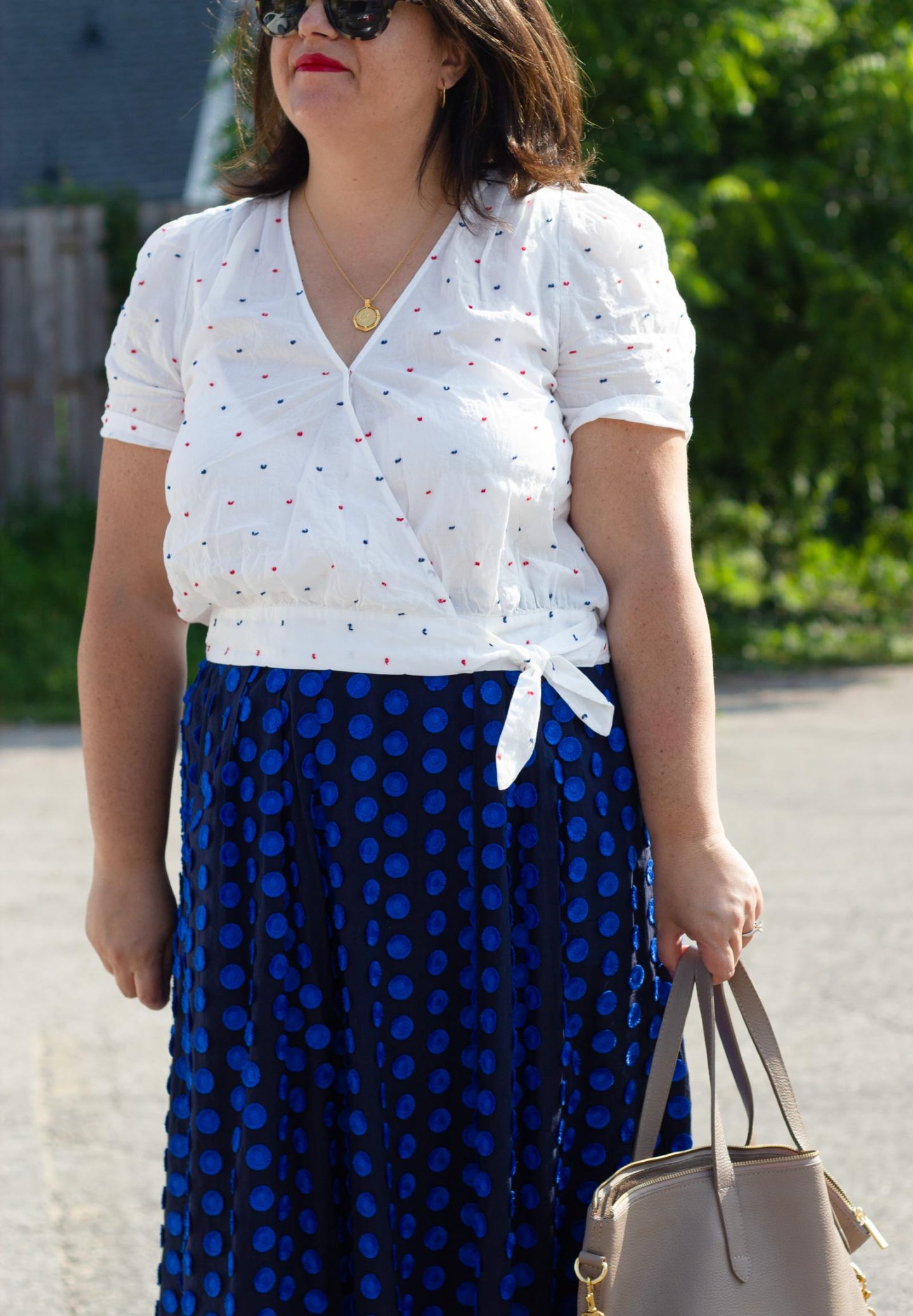 polka dot work outfit