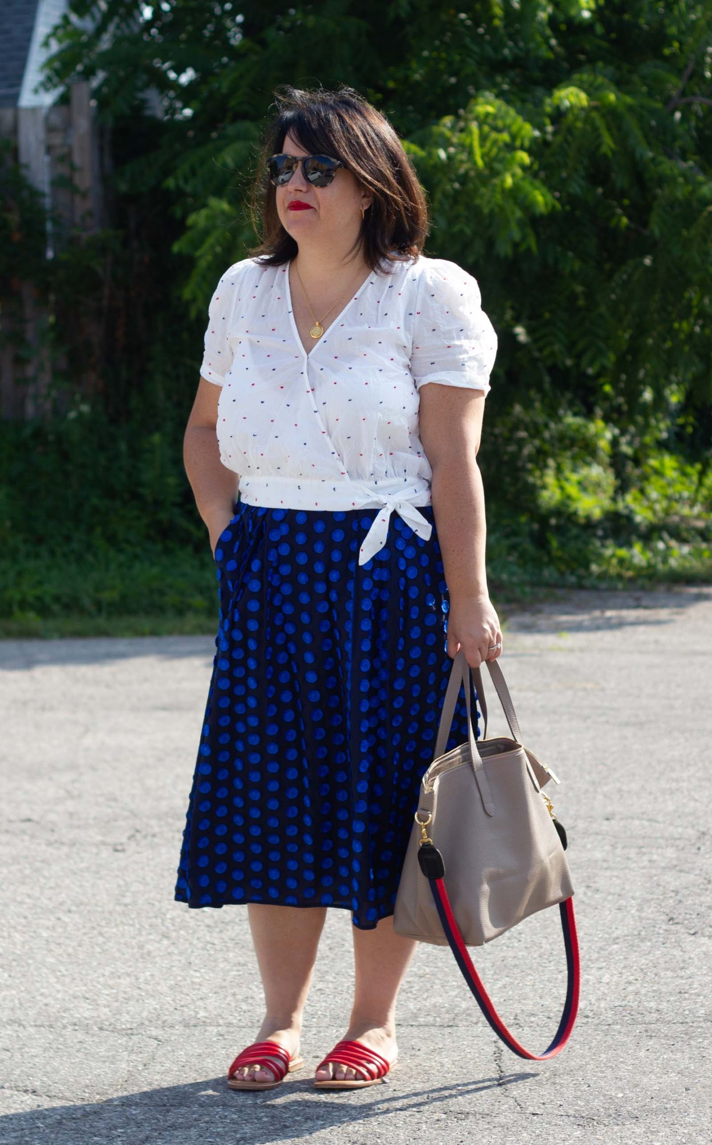 polka dot work outfit
