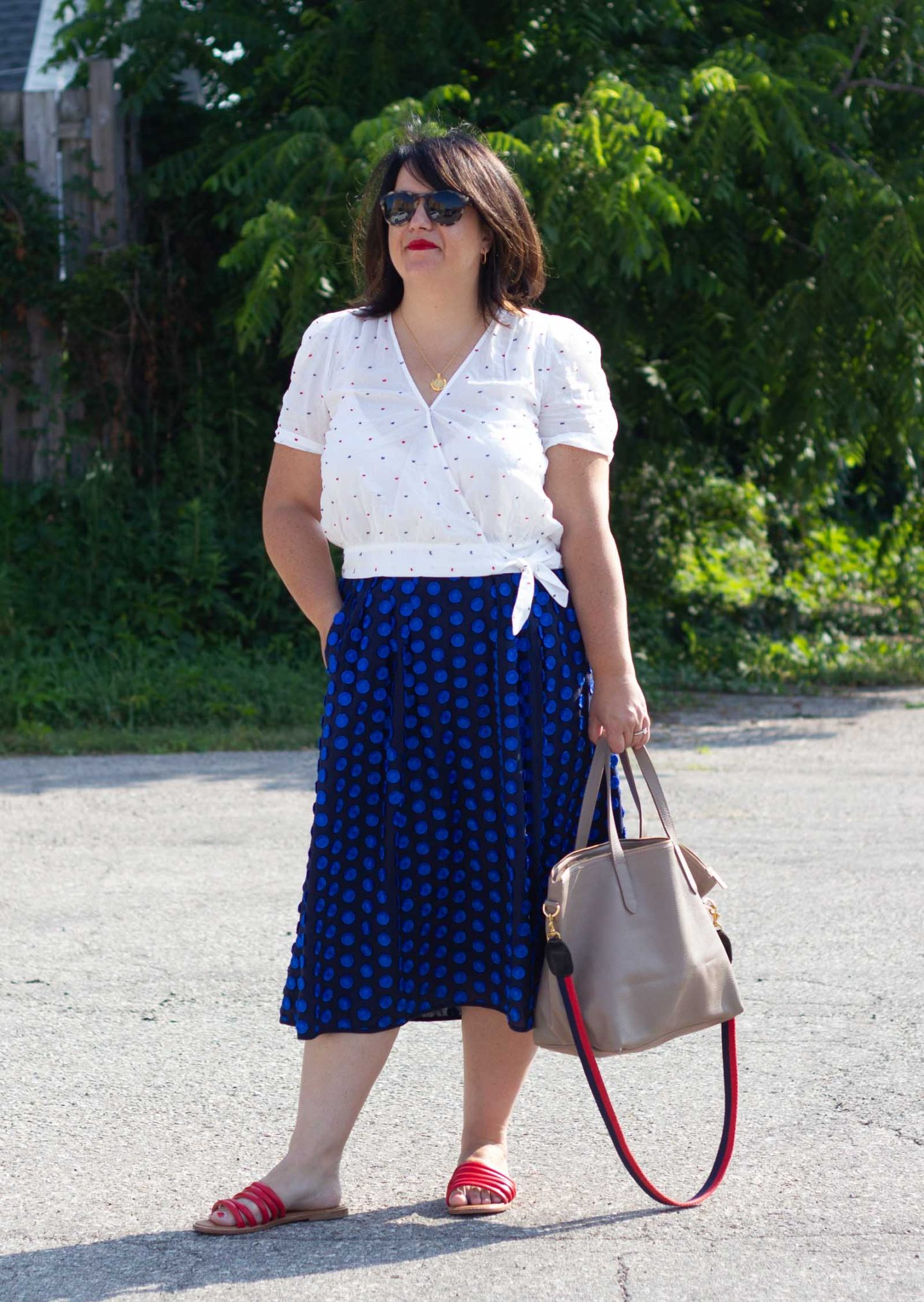 polka dot work outfit