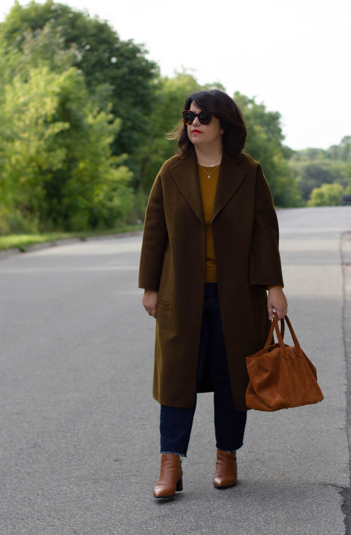 moss coat from the curated, brass cashmere from Everlane