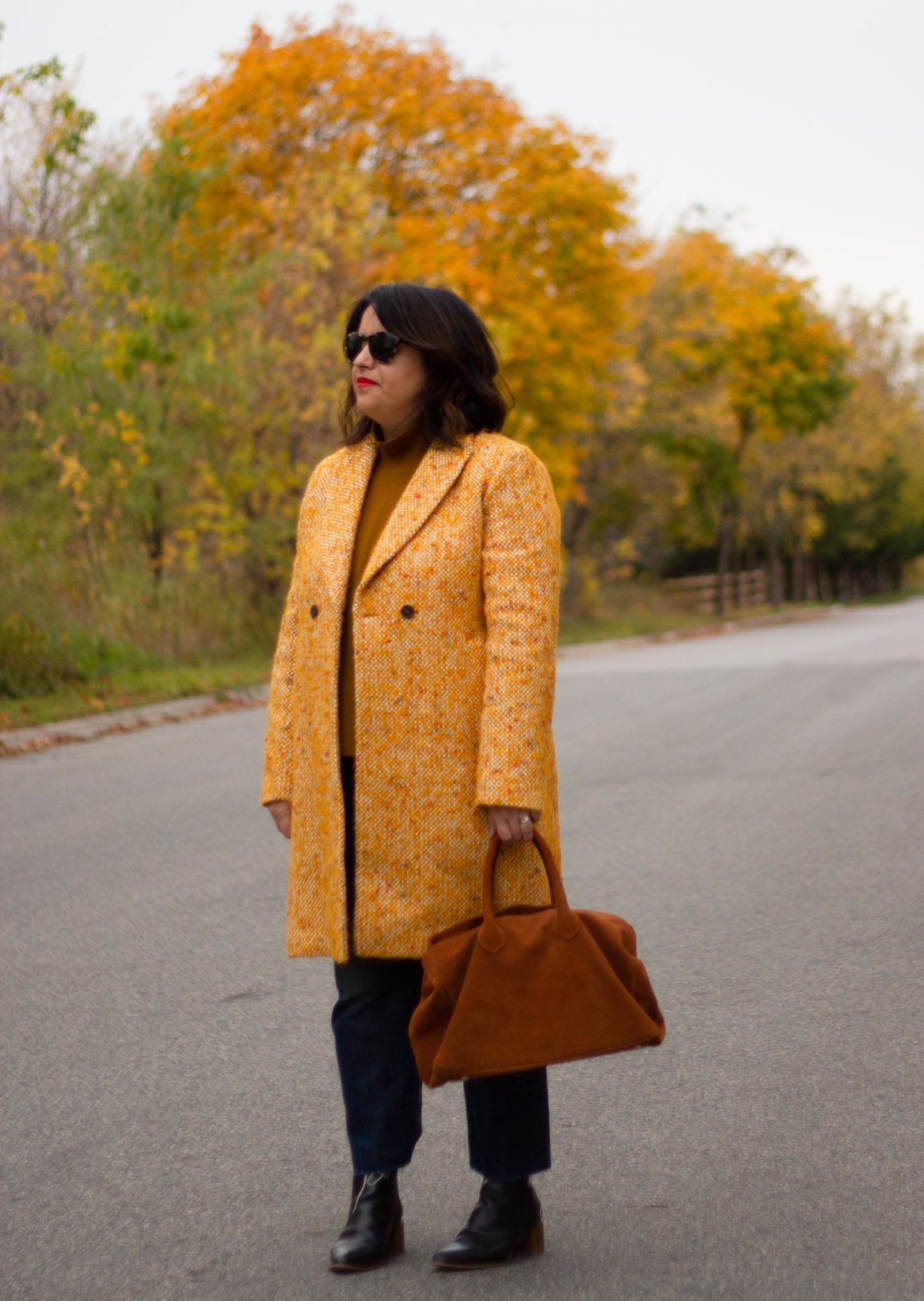 jcrew daphne tweed coat outfit