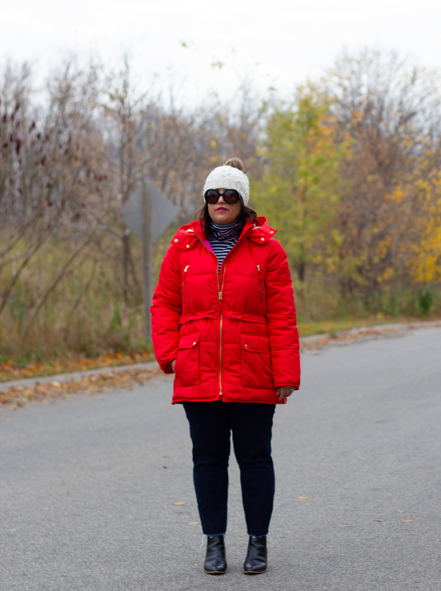 jcrew chateau puffer in red