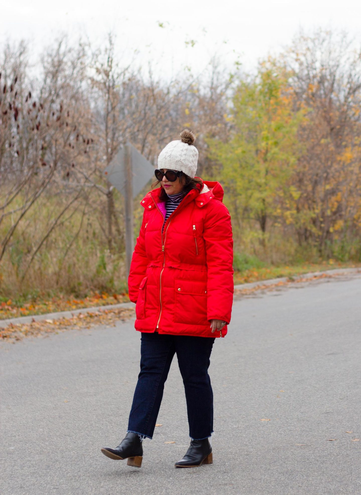 chateau puffer in red
