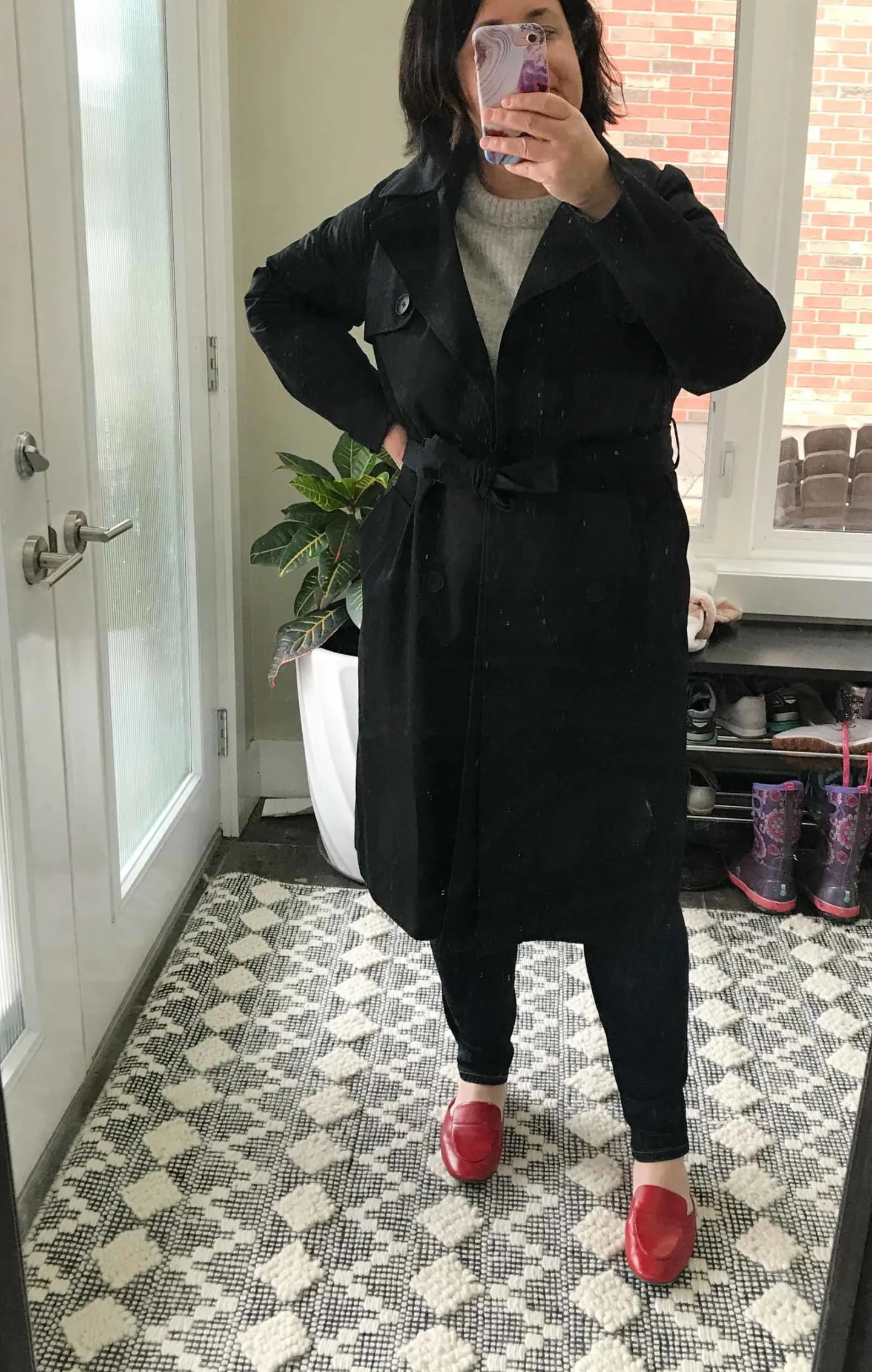 spring black trench outfit