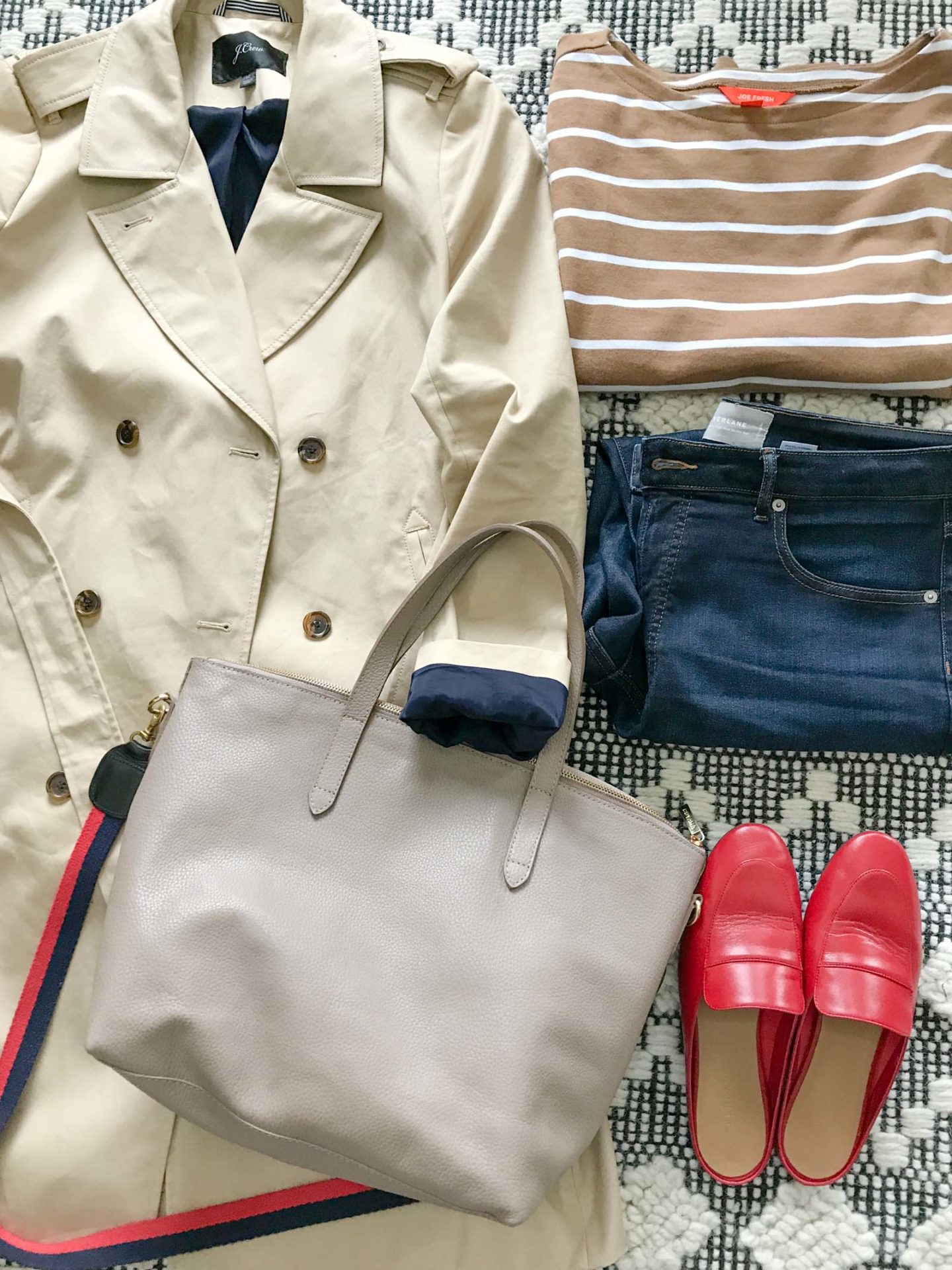 neutral trench coat outfit