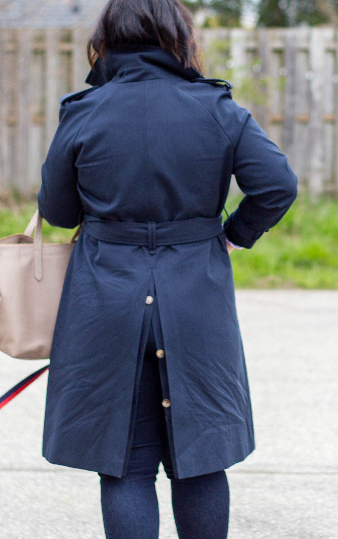 sezane trench coat button back slit