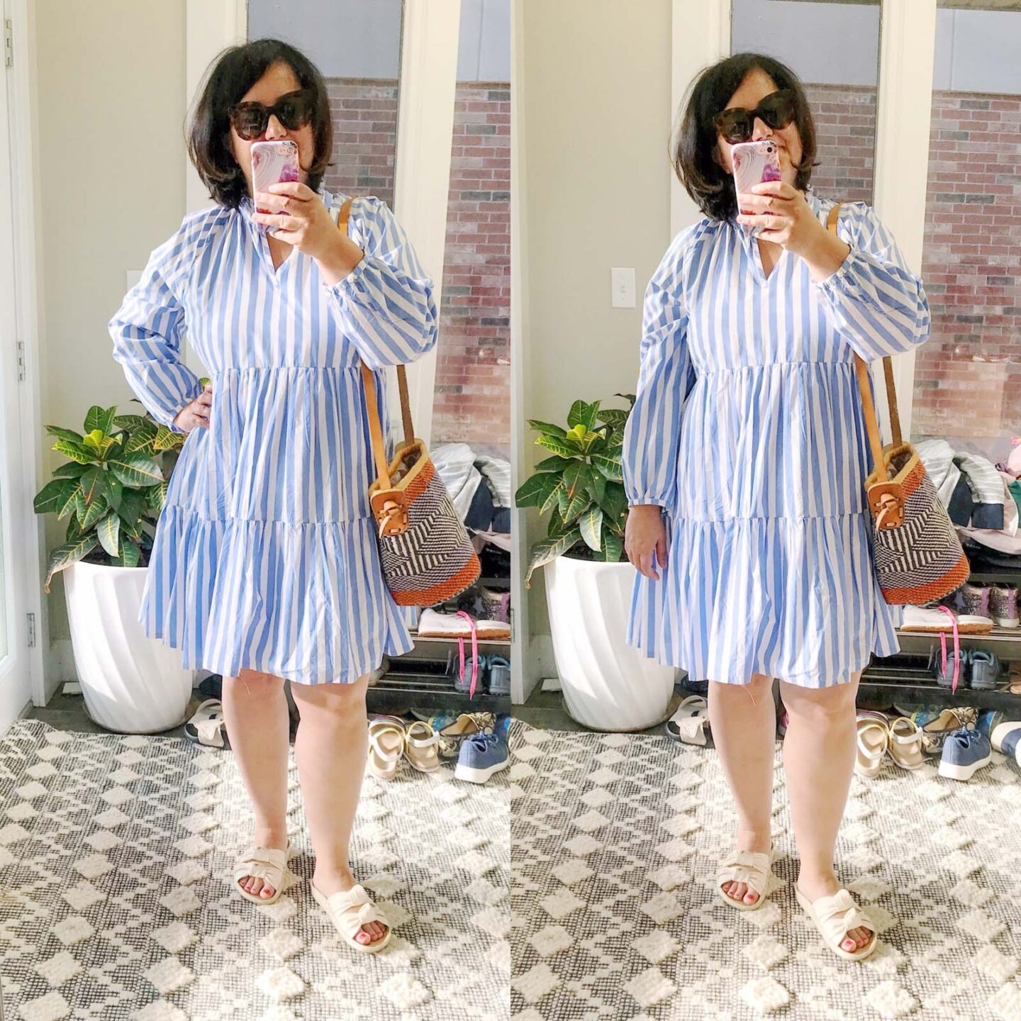 stripe popover dress