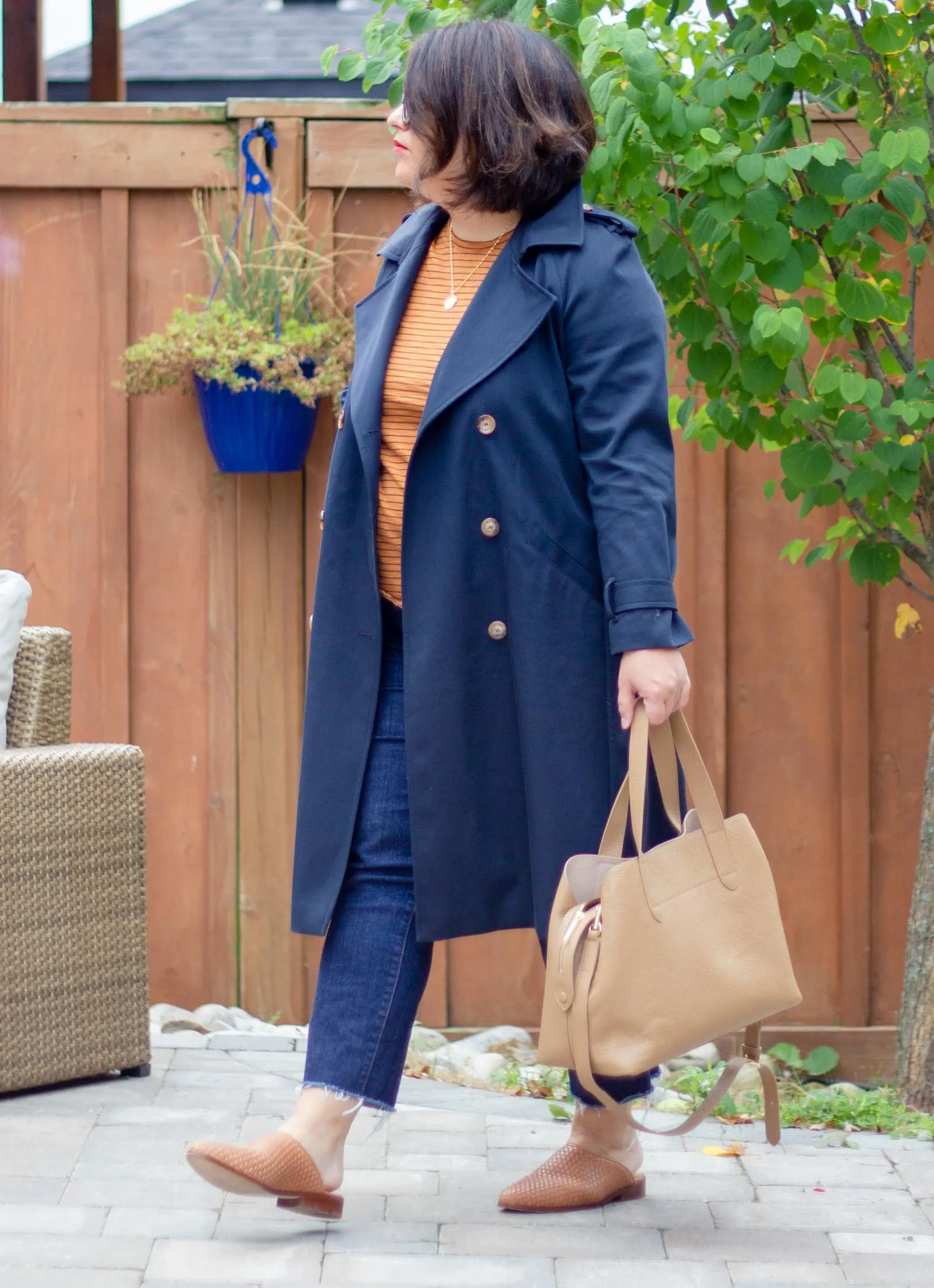 sezane trench outfit