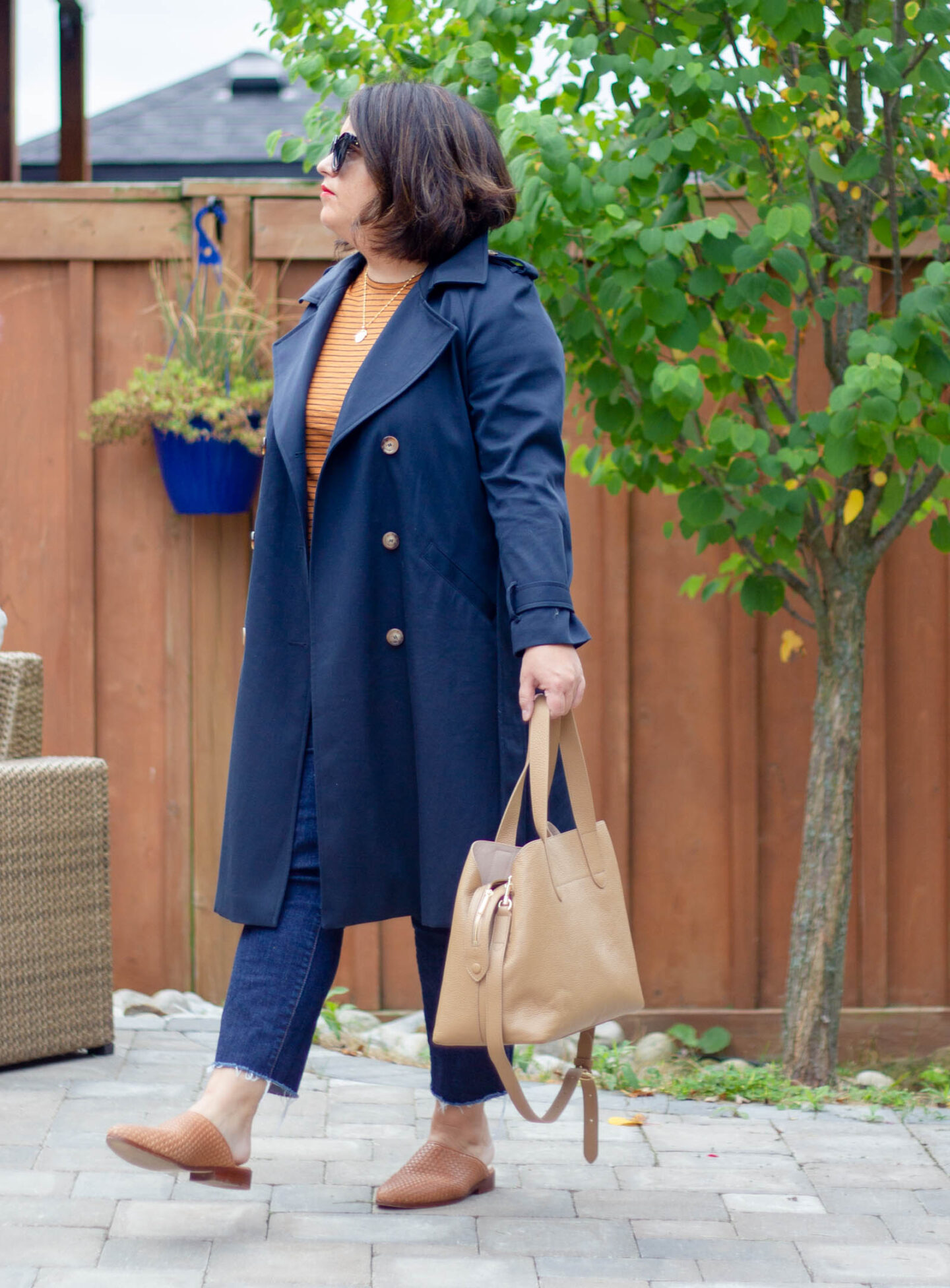 sezane scott trench in navy