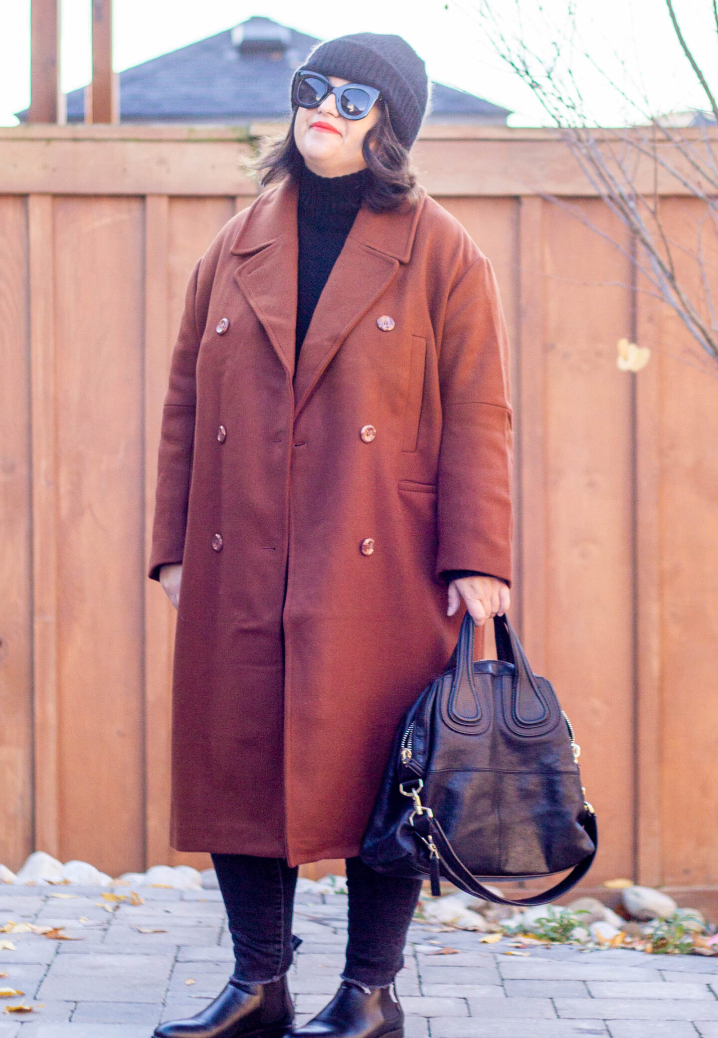 chestnut h&m wool coat