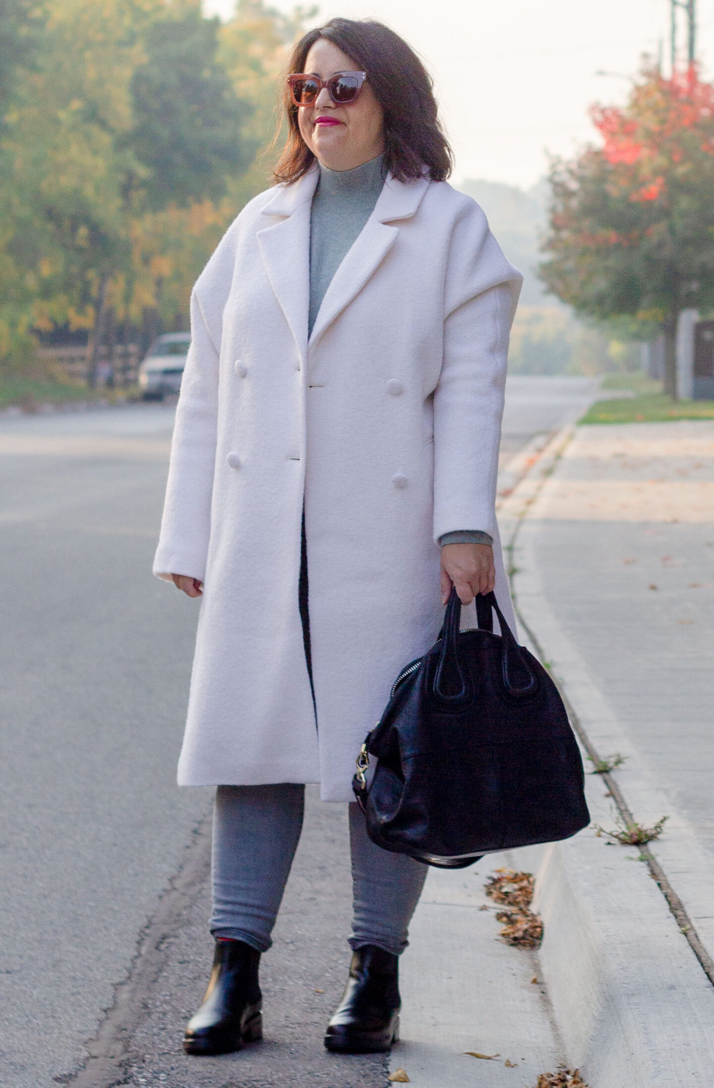 sezane jim coat, everlane utility boot