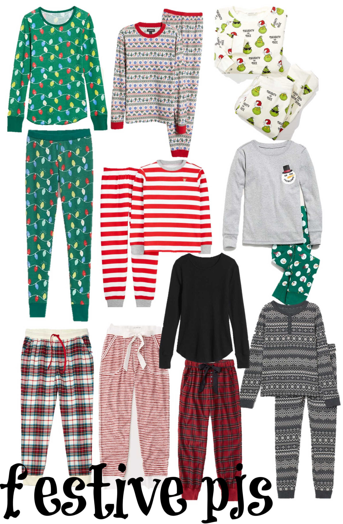 festive sleepwear, christmas pjs